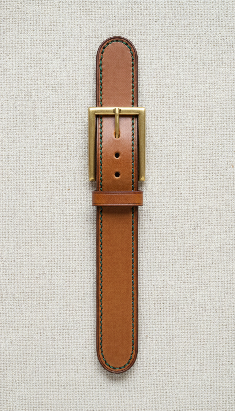 Leather Belt with Solid Brass Buckle